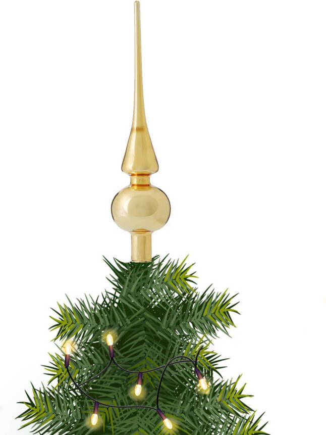Merkloos Glazen kerstboom piek topper goud glans 26 cm kerstboompieken