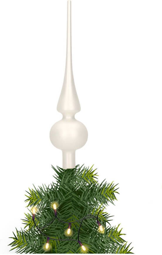 Merkloos Glazen kerstboom piek topper wit mat 26 cm kerstboompieken