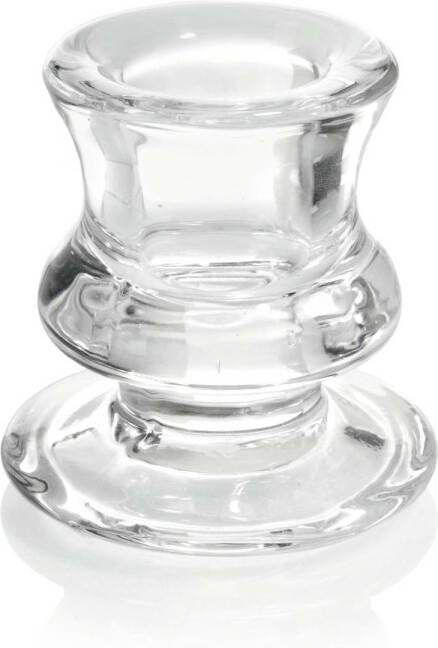 Merkloos Glazen transparante kandelaar kaarsenhouder voor dinerkaarsen 6 cm kaars kandelaars