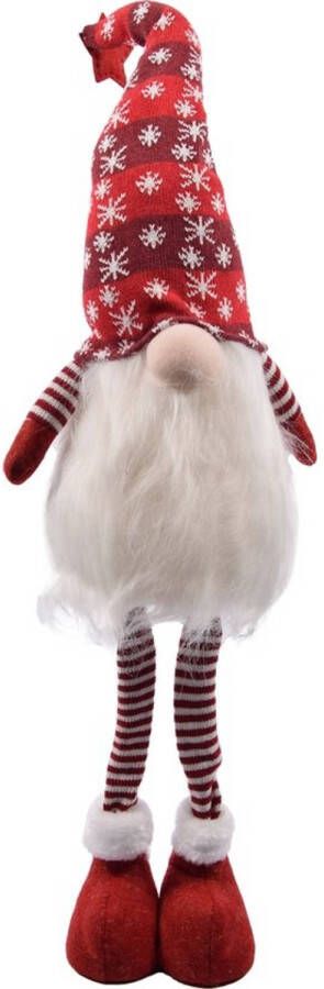 Merkloos Gnome Staand 108 cm en laag naar 70 cm Rood Met Led Kerst Kabouter Puntmuts Gevuld met pluche kerstversiering