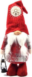 Merkloos Gnome Staand 50 cm Rood kerstman staande lantaarn Kerstman Dwerg Staand Puntmuts Kerst kabouter Gevuld met
