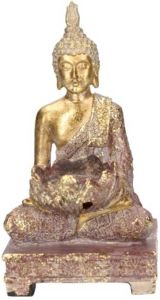 Merkloos Goud boeddha beeldje met waxine theelicht houder 18 cm Woondecoratie Kaarsenhouder Beeldjes