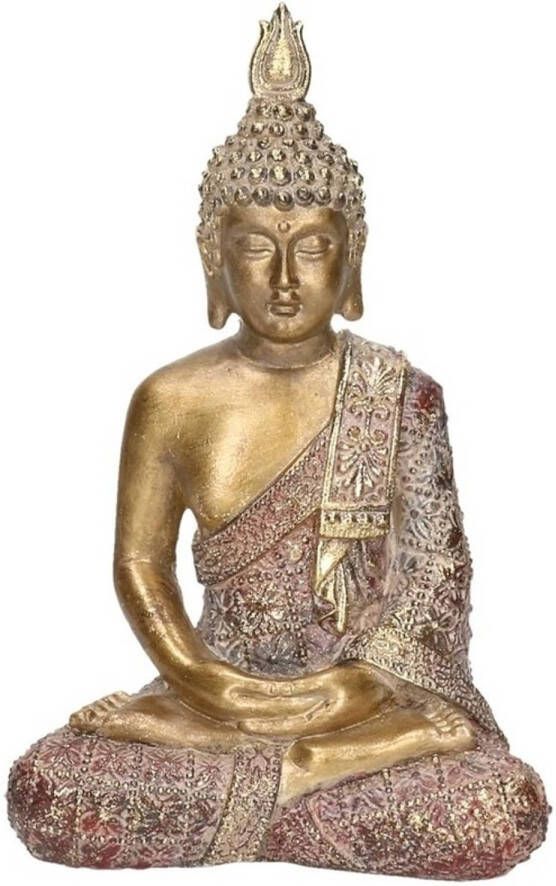 Merkloos Goud boeddha beeldje zittend 20 cm Boeddha beelden Woondecoratie Beeldjes