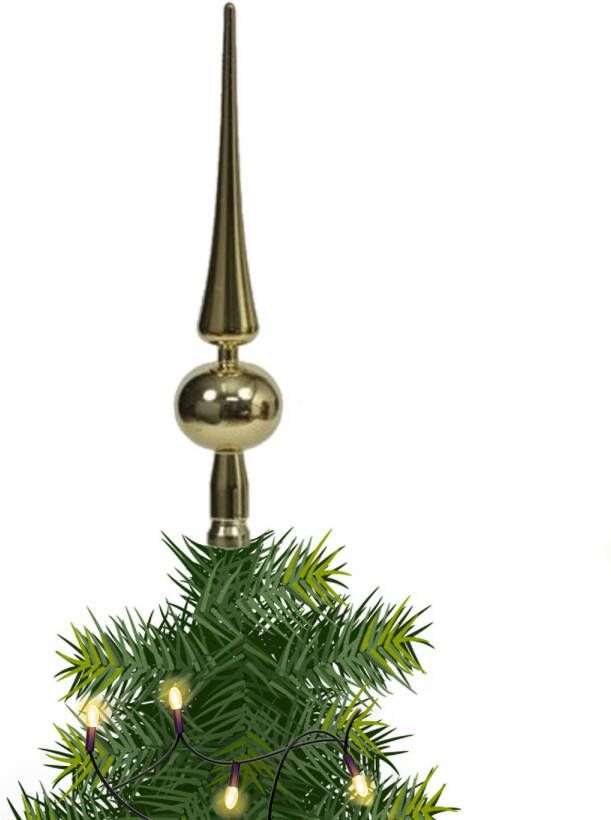 Merkloos Kerst piek goud kunststof H28 cm kerstversiering kerstboompieken