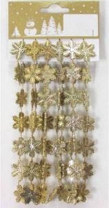 Merkloos Gouden Sneeuwvlokken Guirlandes slinger 180 Cm Kerstversiering Kerstslingers