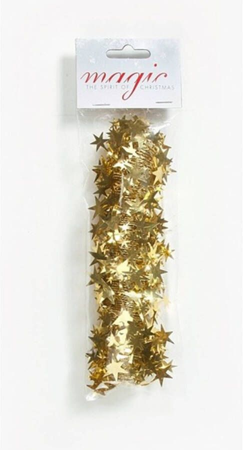 Merkloos Gouden spiraal slinger met sterren 750cm kerstboom versieringen Kerstslingers