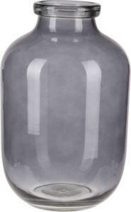 Merkloos Grijze glazen vaas vazen 16 x 28 cm Vazen van glas Vazen