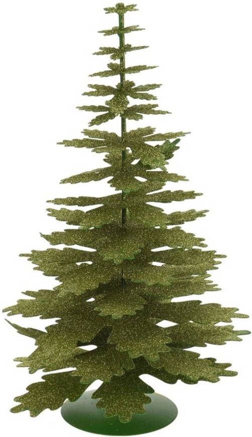 Merkloos Groen glitter kerstboompje decoratie 35 cm
