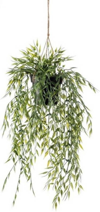 Merkloos Groene bamboe kunstplant 50 cm in hangende pot Kunstplanten nepplanten Kunstplanten