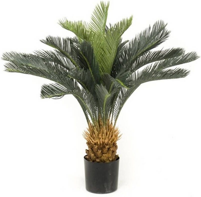 Merkloos Groene Cycas revoluta vredespalm kunstplant 90 cm in zwarte pot Kunstplanten nepplanten