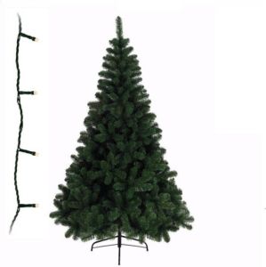 Merkloos Groene Kunst Kerstboom 150 Cm Inclusief Helder Witte Kerstverlichting Kunstkerstboom
