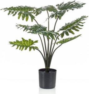 Merkloos Groene Philodendron Kunstplant 60 Cm In Zwarte Pot Kunstplanten nepplanten