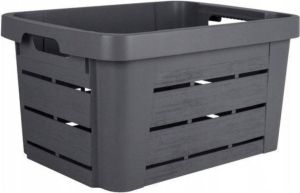 Merkloos Groente- en fruitmand 45L 55x29x40cm Antraciet Kunststof Houtstructuur