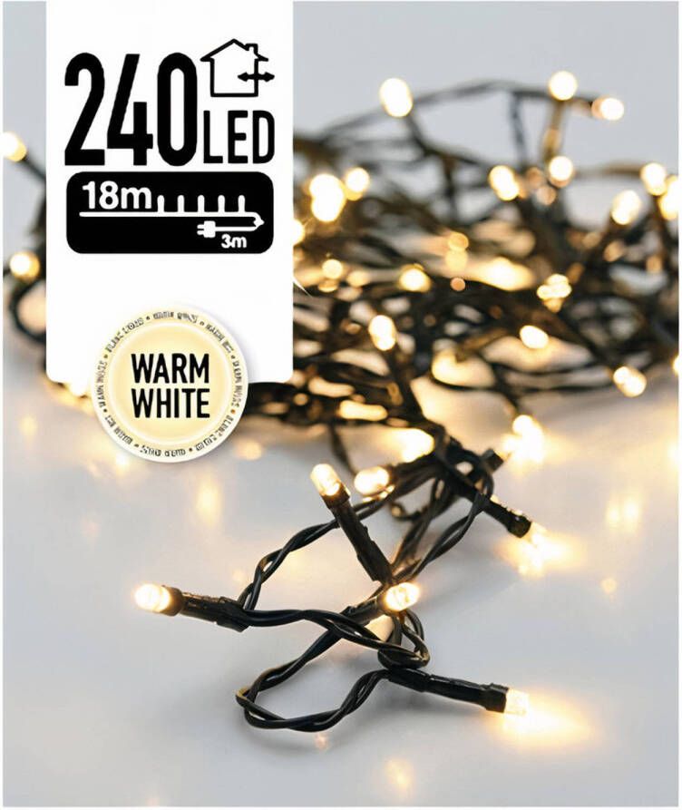 Merkloos Home & Styling kerstboomverlichting 18 m rubber wit geel 240 stuks