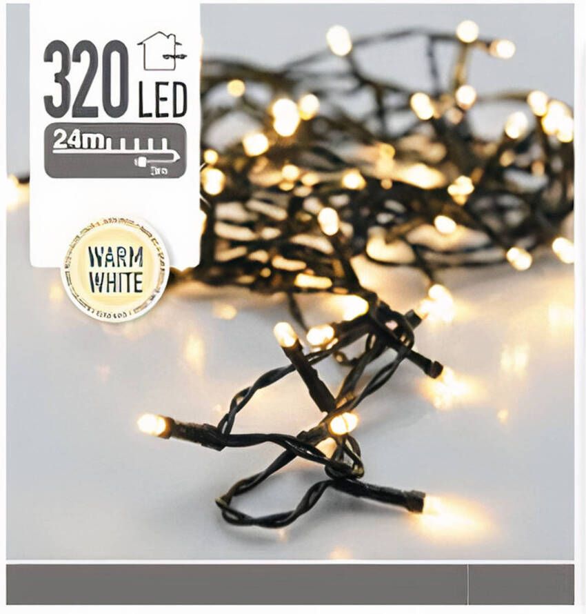 Merkloos Home & Styling kerstboomverlichting 24 m rubber wit geel 320 stuks