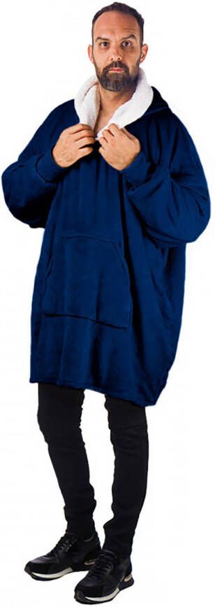 Merkloos HomeVero Comfort Blanket Hoodie Plaid Blauw