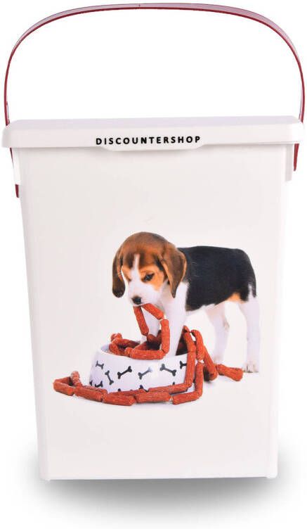 Merkloos Hondenvoer Opbergbox Wit 23.5cm x 19cm x 22cm Voercontainer hond 4 Liter Luchtdicht