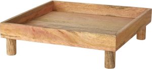 Merkloos Dienblad kaarsenbord vierkant L30 x B30 x H8 5 cm hout op pootjes Kaarsenonderzetter Kaarsenplateaus
