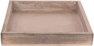 Merkloos Kaarsenbord-plateau vierkant hout greywash 20 x 20 cm Kaarsenonderzetter Kaarsenplateaus