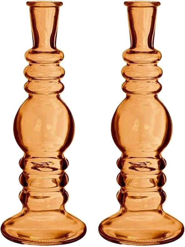 Merkloos Ideas 4 Seasons Bloemenvaas Florence 2x oranje glas helder D8 5 x H23 cm Vazen