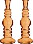 Merkloos Kaarsen kandelaar Florence 2x zacht oranje glas helder D8 5 x H23 cm kaars kandelaars - Thumbnail 2