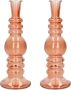 Merkloos Kaarsen kandelaar Florence 2x zacht oranje glas helder D8 5 x H23 cm kaars kandelaars - Thumbnail 1