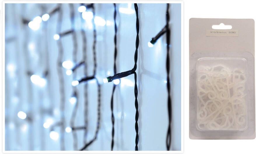 Merkloos IJspegelverlichting helder wit buiten 180 lampjes met dakgoot haakjes Lichtsnoeren Kerstverlichting kerstboom