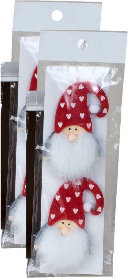 Merkloos IKO kersthangers kerstballen -gnomes kabouters- rood 4x vilt Kersthangers