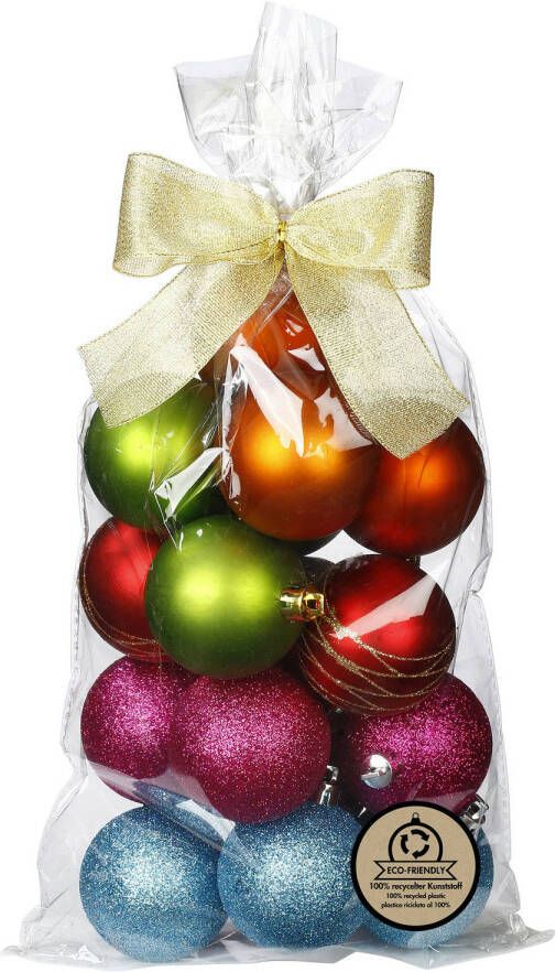 Merkloos Inge Christmas kerstballen 16x st- gekleurd kunststof 6 cm Kerstbal