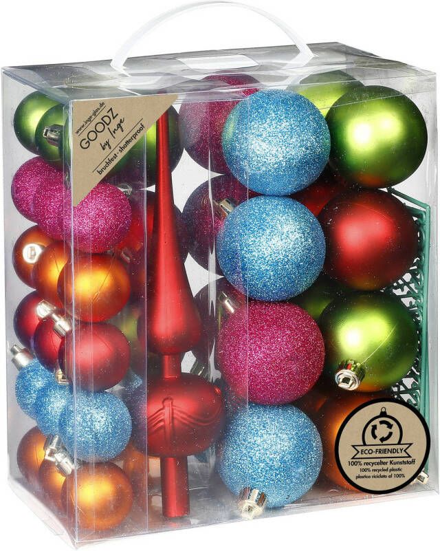 Merkloos Inge Christmas kerstballen -39-dlg- gekleurd kunststof met piek Kerstbal
