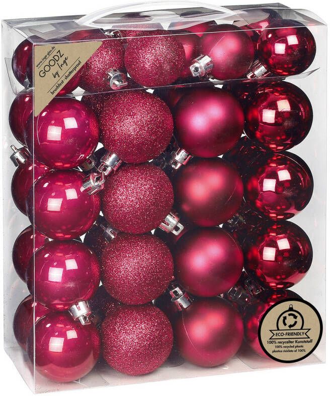 Merkloos Inge Christmas kerstballen 44x st- bessen roze kunststof mix Kerstbal