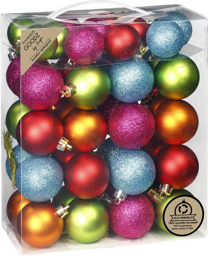 Merkloos Inge Christmas kerstballen 44x st- gekleurd kunststof mix Kerstbal