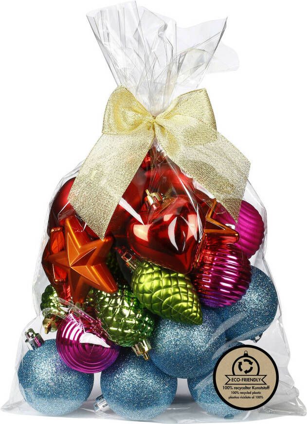 Merkloos Inge Christmas kerstballen en hangers -30x -kunststof -gekleurd Kerstbal