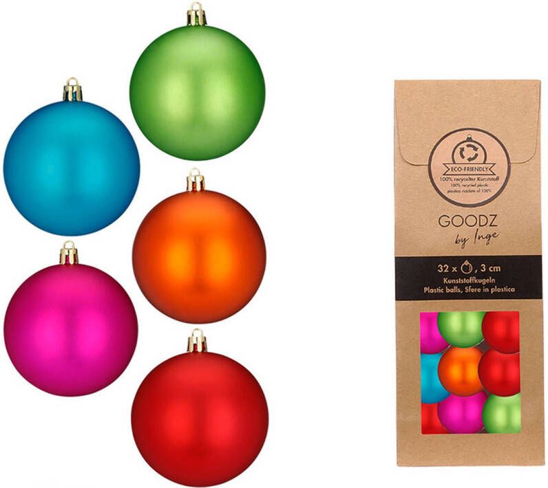Merkloos Inge Christmas mini kerstballen van glas 32x gekleurd- 3 cm Kerstbal