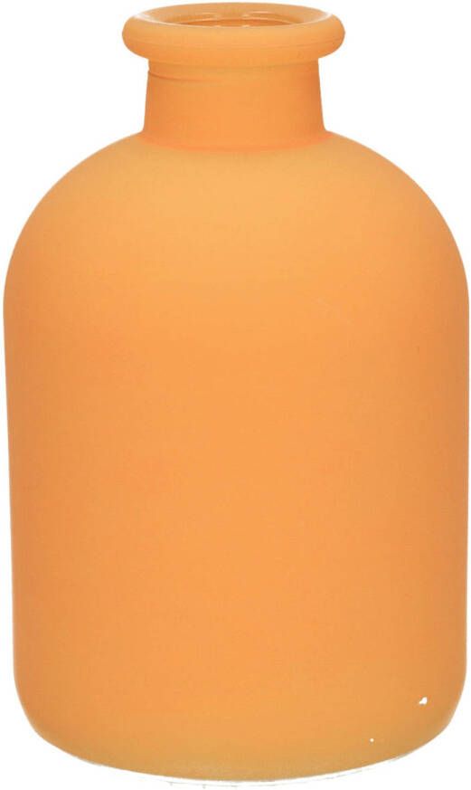 Merkloos Jodeco Bloemenvaas Avignon Fles model glas mat oranje H17 x D11 cm Vazen