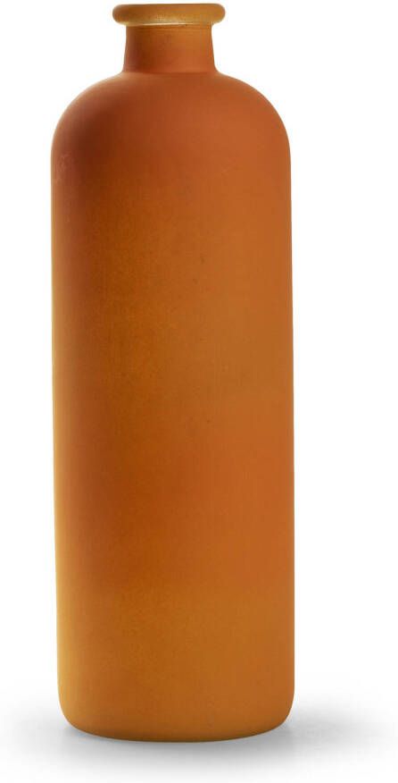 Merkloos Jodeco Bloemenvaas Avignon Fles model glas mat oranje H33 x D11 cm Vazen