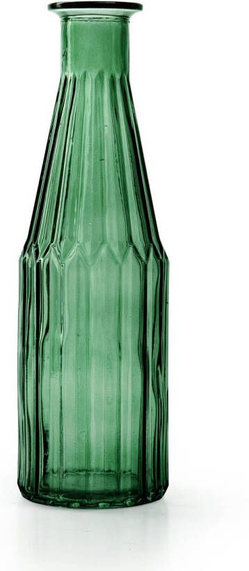 Merkloos Jodeco Bloemenvaas Marseille Fles model glas groen H25 x D7 cm Vazen