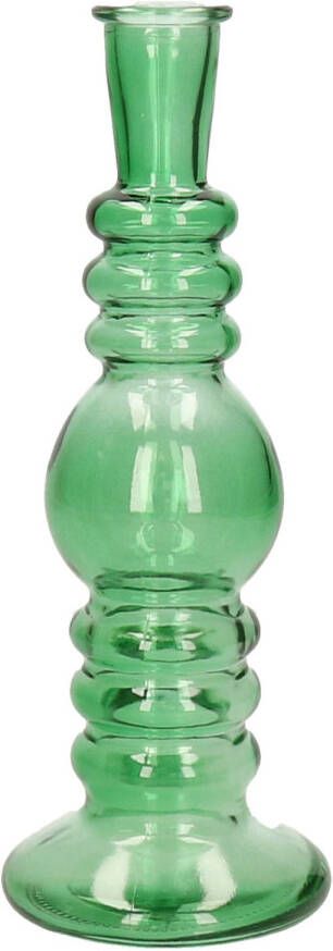 Merkloos Kaarsen kandelaar Florence groen glas helder D8 5 x H23 cm kaars kandelaars