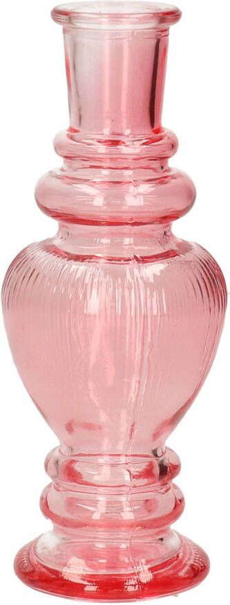 Merkloos Kaarsen kandelaar Venice gekleurd glas ribbel roze D5 7 x H15 cm kaars kandelaars