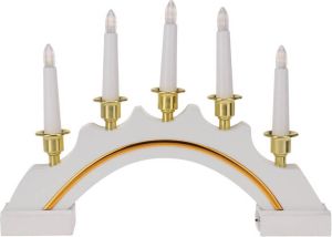 Merkloos Kaarsenbrug Wit goud Van Kunststof Met Led Verlichting 37 X 5 X 27 Cm Kerstverlichting Figuur