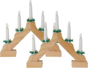 Merkloos Kaarsenbruggen 2x stuks LED verlichting hout 31 5 cm kerstverlichting figuur