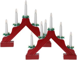 Merkloos Kaarsenbruggen 2x stuks LED verlichting rood 31 5 cm kunststof kerstverlichting figuur