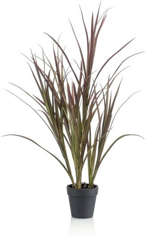 Merkloos Kantoor kunstplant hoog gras groen in zwarte ronde pot 90 cm Kunstplanten