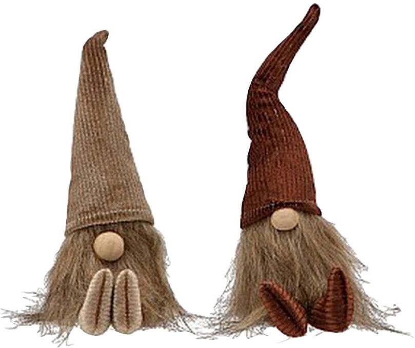 Merkloos Kerst Gnome Kerst Gnoom corduroy 22 x 6 cm Bruin 2 Stuks