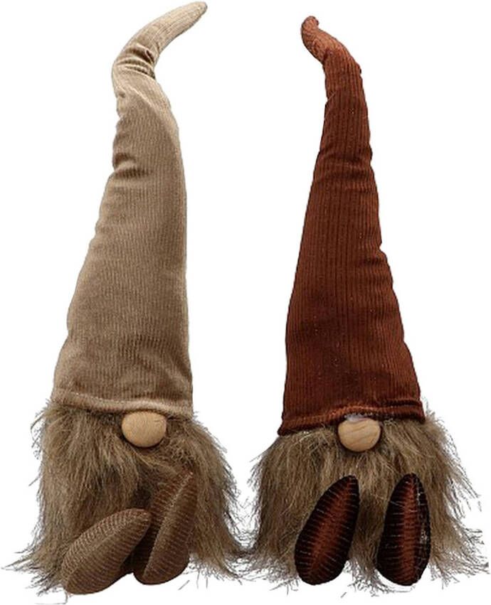 Merkloos Kerst Gnome Kerst Gnoom corduroy 37 x 18 cm Bruin 2 Stuks