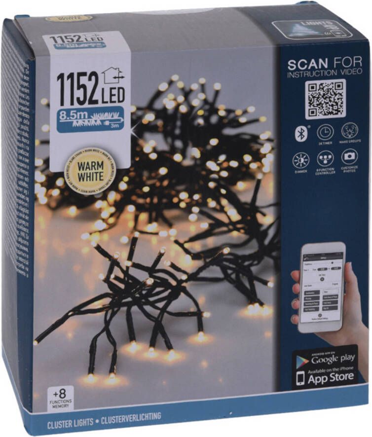 Merkloos Kerst microcluster 1152 LED warm wit bedienbaar met App 11 4 Meter