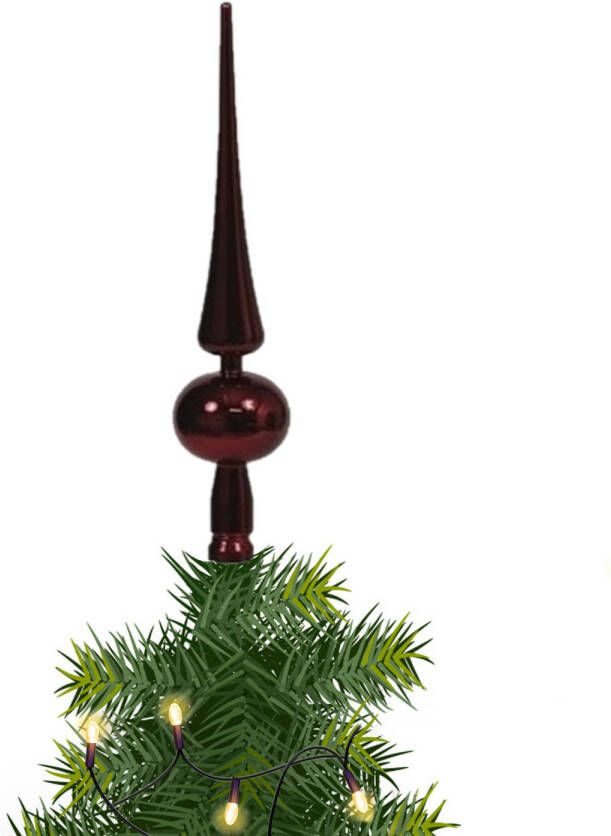 Merkloos Kerst piek bordeaux rood kunststof H28 cm kerstversiering kerstboompieken