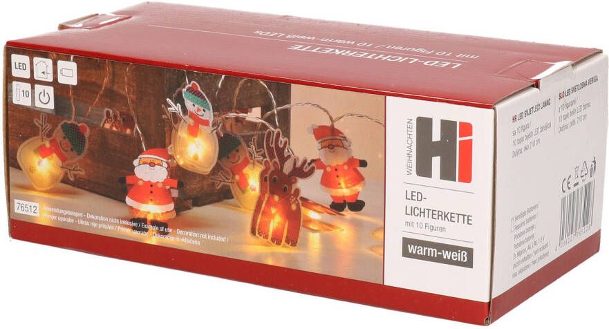 Merkloos Kerstverlichting lichtsnoeren kerstfiguren op batterij met 10 lampjes Kerstlampjes kerstlichtjes lichtsnoeren