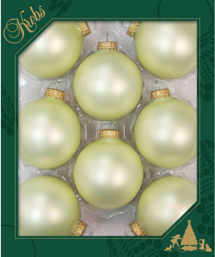 Merkloos Kerstballen 8x st vanille lichtgeel 7 cm glas Kerstbal