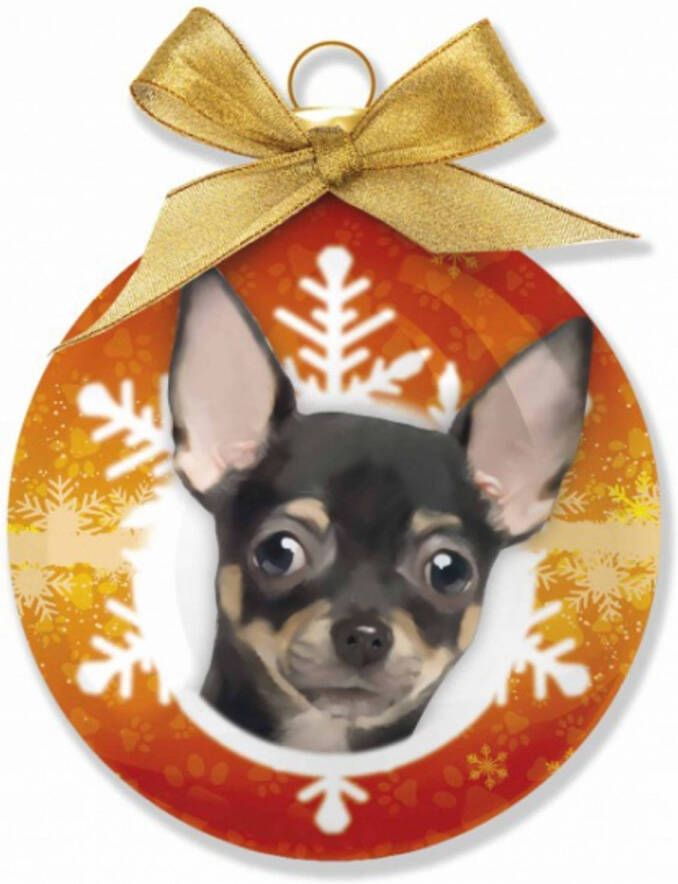 Merkloos Kerstballen Chihuahua honden 8 cm Kerstbal